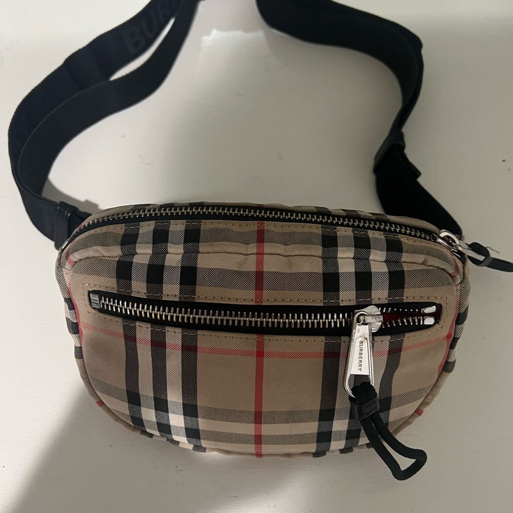 Burberry Tan Checkered Belt Bag